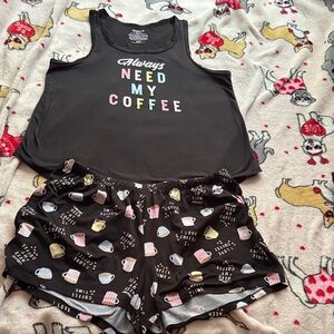 Women's Coffee Print Pajama Set